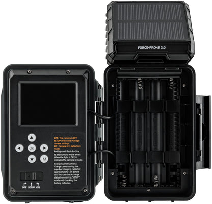 SPYPOINT Force-PRO-S 2.0 Solar Trail Camera, Non-Cellular, Integrated Solar Panel, 0.2S Trigger Speed,110 ft Detection Range, 4K/2K/1080p Video Modes, 48MP Photos, Internal Battery Supply