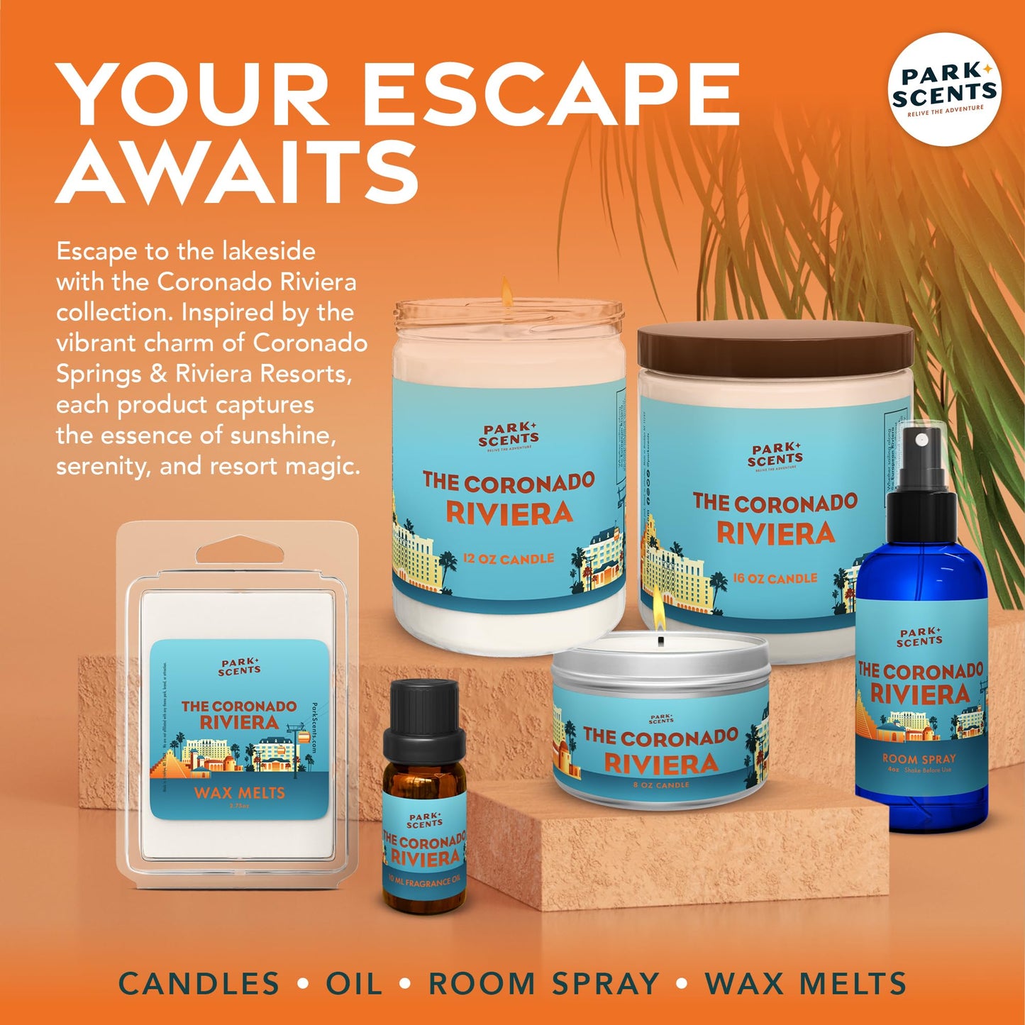 The Coronado Riviera Scented Candle - Accurate Duplicate of Resort Fragrances in Disneyworld, Florida - Hotel Scents - Handmade Soy Blend, Vegan & Cruelty-Free - Made in USA
