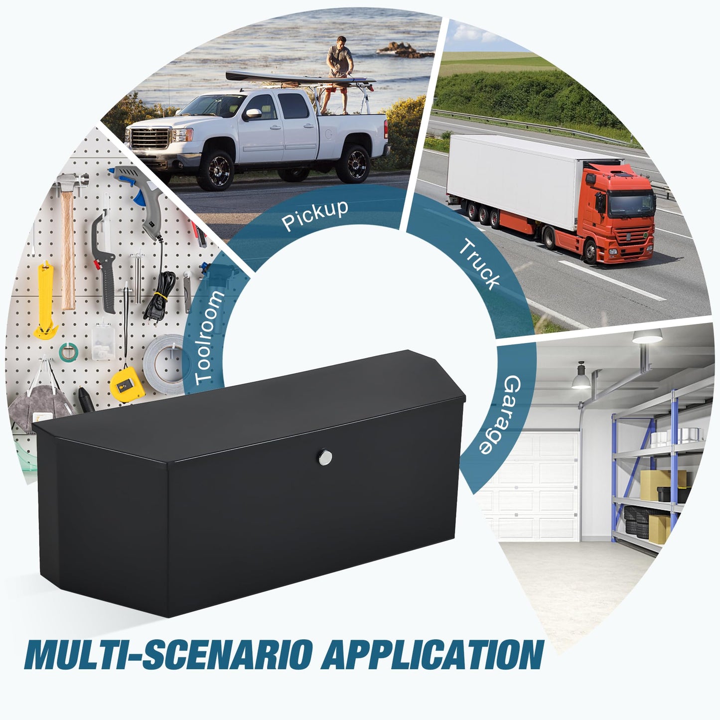 EliteEdge 36 Inch Trailer Tongue Box Trailer Toolbox for Storage, Utility Trailer Tool Box for Truck, Pickup, RV, Trailer with Lock - Black (Steel)