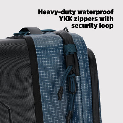 Topo Designs Global Travel Roller Bag Suitcase, 44L Carry-On, 3 Handles, Smooth Heavy Duty Wheels, Telescoping Handle, Durable + Rugged, WRAP Certified, PFAS Free (Apex Pond Blue)