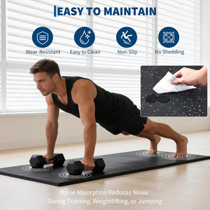Garvee Exercise Equipment Mats 0.56" Thick 96 Sq ft Gym Flooring – 24 Tiles (24" x 24") Rubber Top with High Density EVA Foam, Interlocking Puzzle Workout Mats for Home Gym Exercise– Black/Grey