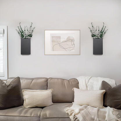 2 Pack Metal Wall Planter Vases Decor with Artificial Eucalyptus, Modern Farmhouse Rustic Hanging Pocket Planters for Indoor Greenery and Flowers, Living Room Bedroom Kitchen and Stairway Decoration