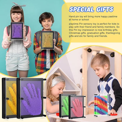 Jenaai 8 Pack 3D Pin Art Toy Colourful Plastic Board Large Size 6 x 8 Inches Pin Impression Sculpture Needle Toys Sculpture for Kids Adults Hand Mold Board Gifts Home Office Decoration