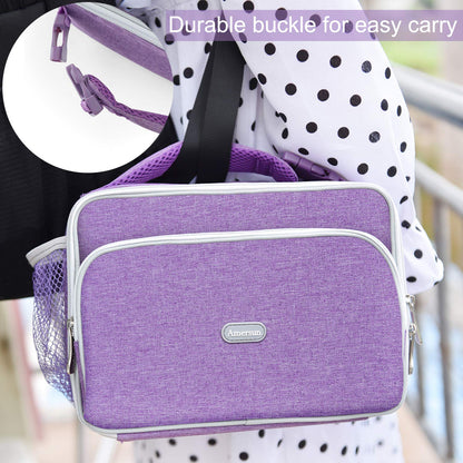 Amersun Kids Lunch Box, Insulated School Lunch Bag with Padded Liner Keep Food Warm Cold for Long Time,Water-resistant Thermal Travel Office Lunch Cooler for Girls Boy-2 Pocket,LB005-P