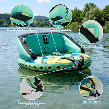 SMOOL Towable Tube for Boating, 1-4 Rider Inflatable Boat Tube with Heavy Duty 840D Nylon Cover, 0.7mm+ High-Elasticity PVC Bladder and Nylon Tow Rope Included