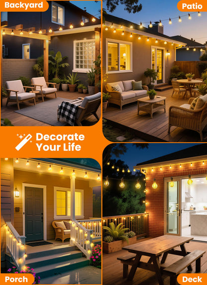SmartDawn Outdoor String Lights, 200FT 100 LED Bulbs String Lights, IP65 Waterproof Connectable G40 Outside Patio Light for Backyard Porch Balcony Garden Decor Christmas Camping Gazebo