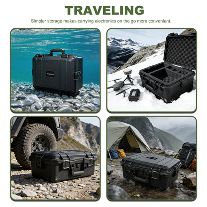 EPDEDICATED Hard Protective Case with Custom Pick-and-Pull Foam - Waterproof Shockproof Equipment Storage, 17.99x16.38x6.02 Inches, Black