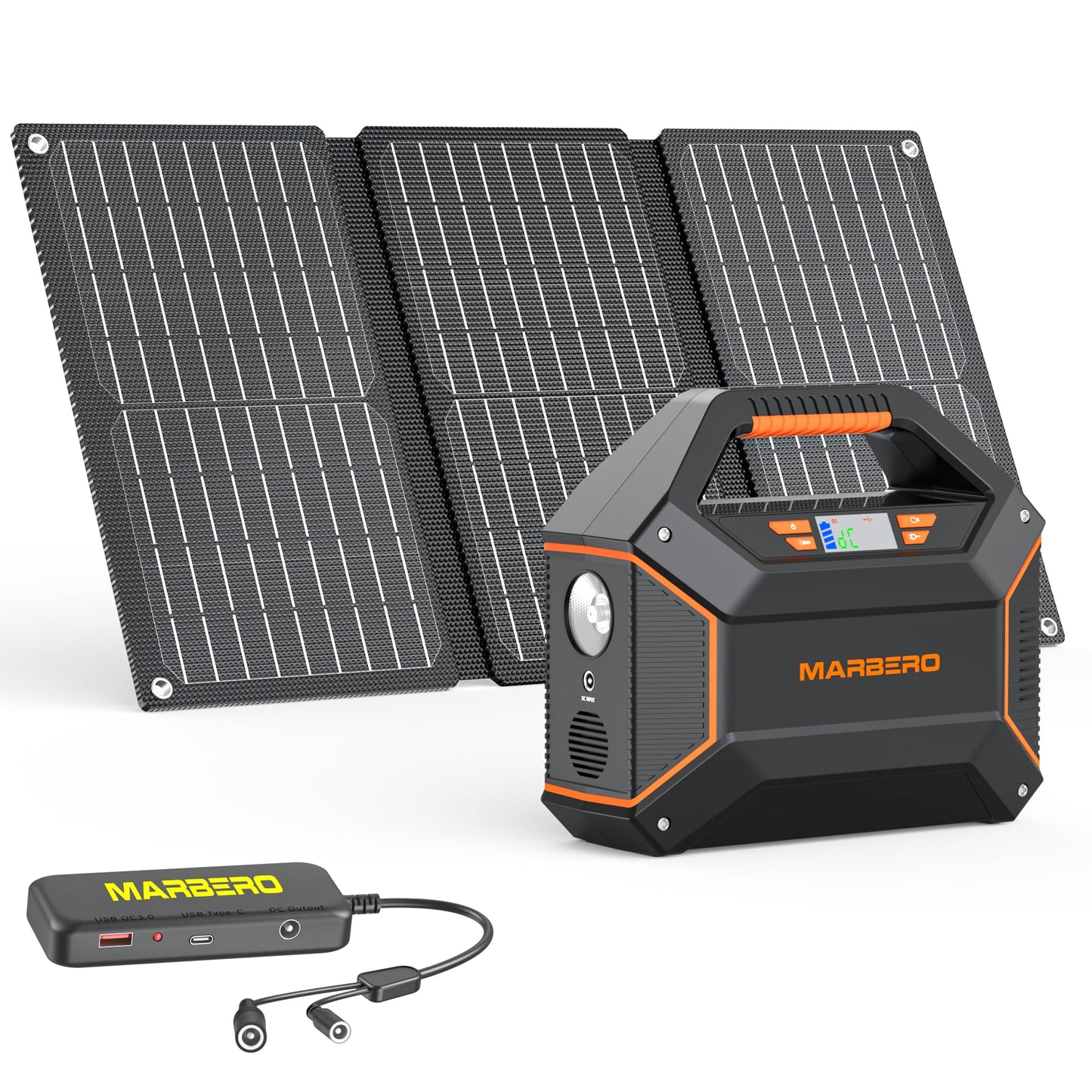 MARBERO 155Wh Solar Generator with Solar Panel Included 30W Portable Power Station 100W 150W Surge Multi-Output Solar Powered Generator Ultra Lightweight for Camping Emergency Blackout