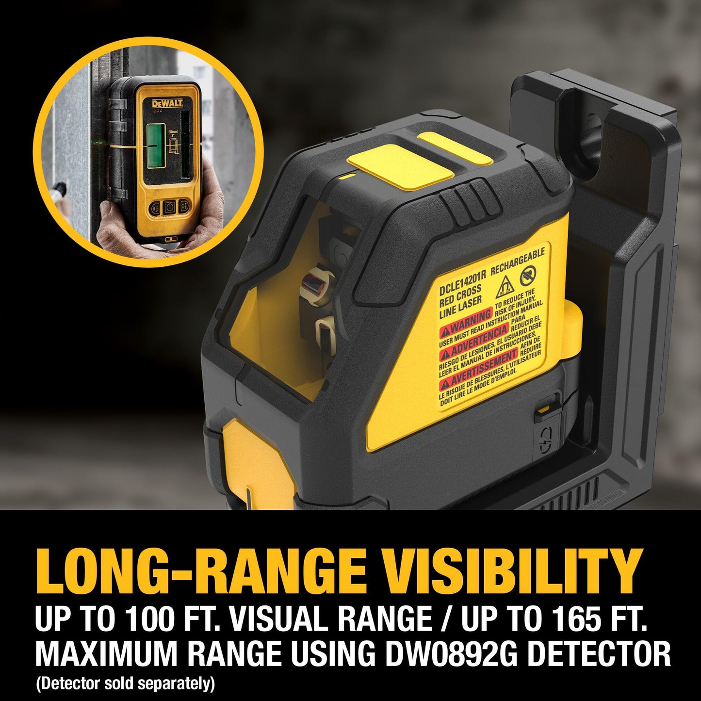 DEWALT USB Rechargeable Red Cross Line Laser Base Kit (DCLE14201RB)