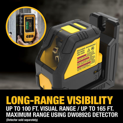 DEWALT USB Rechargeable Red Cross Line Laser Base Kit (DCLE14201RB)
