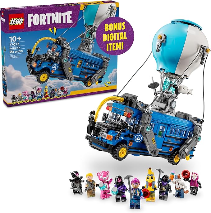 LEGO Fortnite Battle Bus Building Toy - Collectible Fortnite Toy for Kids Boys &amp Girls Ages 10+ - Pretend Play Set with 9 Minifigures from Video Game - Gift for Birthdays - 77073