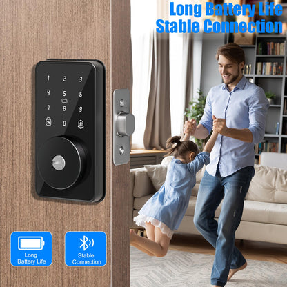 Smart Lock, 4-in-1 Keyless Entry Door Lock for Front Door, 6 Digital Code Door Lock with Keypad, Bluetooth Smart Deadbolt, App Control