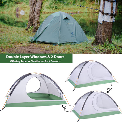 GEERTOP Lightweight 2 Person Backpacking Tent 4 Season Double Layer Waterproof Cold Weather Tent for Camping,Hunting, Hiking, Climbing, Outdoor Travel - Easy Set Up
