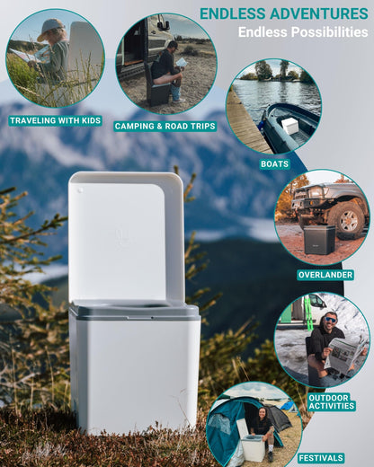 TRELINO Composting Toilet Evo L White, Portable Toilet for Camping & Outdoor, Odorless, 2X 2.6 gal Capacity, 13 x 15.4 x 16.9 inches