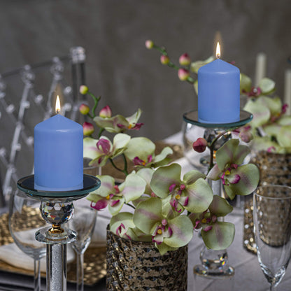 BOLSIUS 10 Blue Pillar Candles - 2.25 x 3.25 Inches - Premium European Quality - Individually Wrapped - 17 Hour Burn Time - Dripless Smokeless Unscented Dinner, Wedding, Party, & Restaurant Candles
