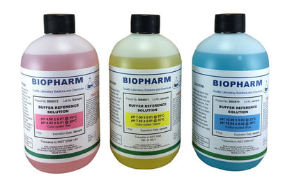 pH Buffer Calibration Solution 3-Pack: pH 4.00, pH 7.00, pH 10.00 Buffers — 500 mL (1.06 Pint) Each — Color Coded — NIST Traceable for All pH Meters