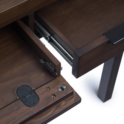 SIMPLIHOME Hollander Desk - 60 Inch Wide Solid Wood Writing Desk in Warm Walnut Brown, Contemporary Home Office Computer Table for Workspace or Study with 2 Drawers and Flip-Down Keyboard Tray