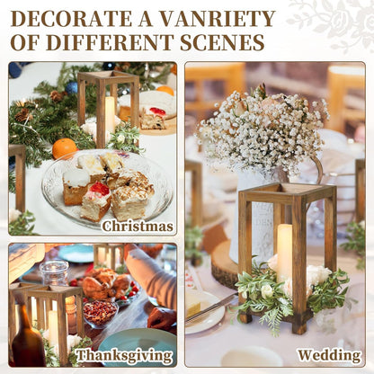 12 Pcs Wooden Wedding Lantern Centerpiece, Candle Holder Table Fireplace (No Candles & Flowers), Rustic Farmhouse Decor for Home Christmas Wedding Party Table