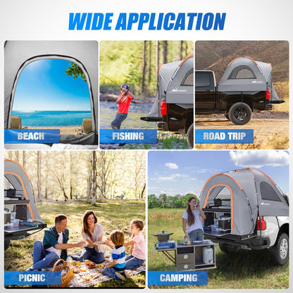 Nilight Truck Bed Tent 8-8.5 FT Pickup Truck Tents with Rainfly Waterproof PU2000mm Double Layer for 2-Person Portable Full Size Long Tailgate Bed Tent for Truck Camping Outdoor Travel, Orange Grey