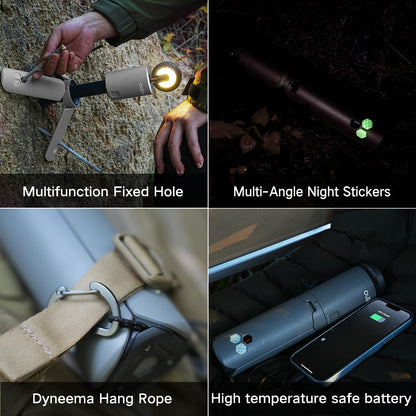 Outask Camping Light Telescopic, Collapsible Magnetic Camping Lantern with 12000mAh Battery, Telescoping IPX6/IPX7 Waterproof Flashlights, Camping Lamp for Emergency, Camping, Hiking (Military Green)