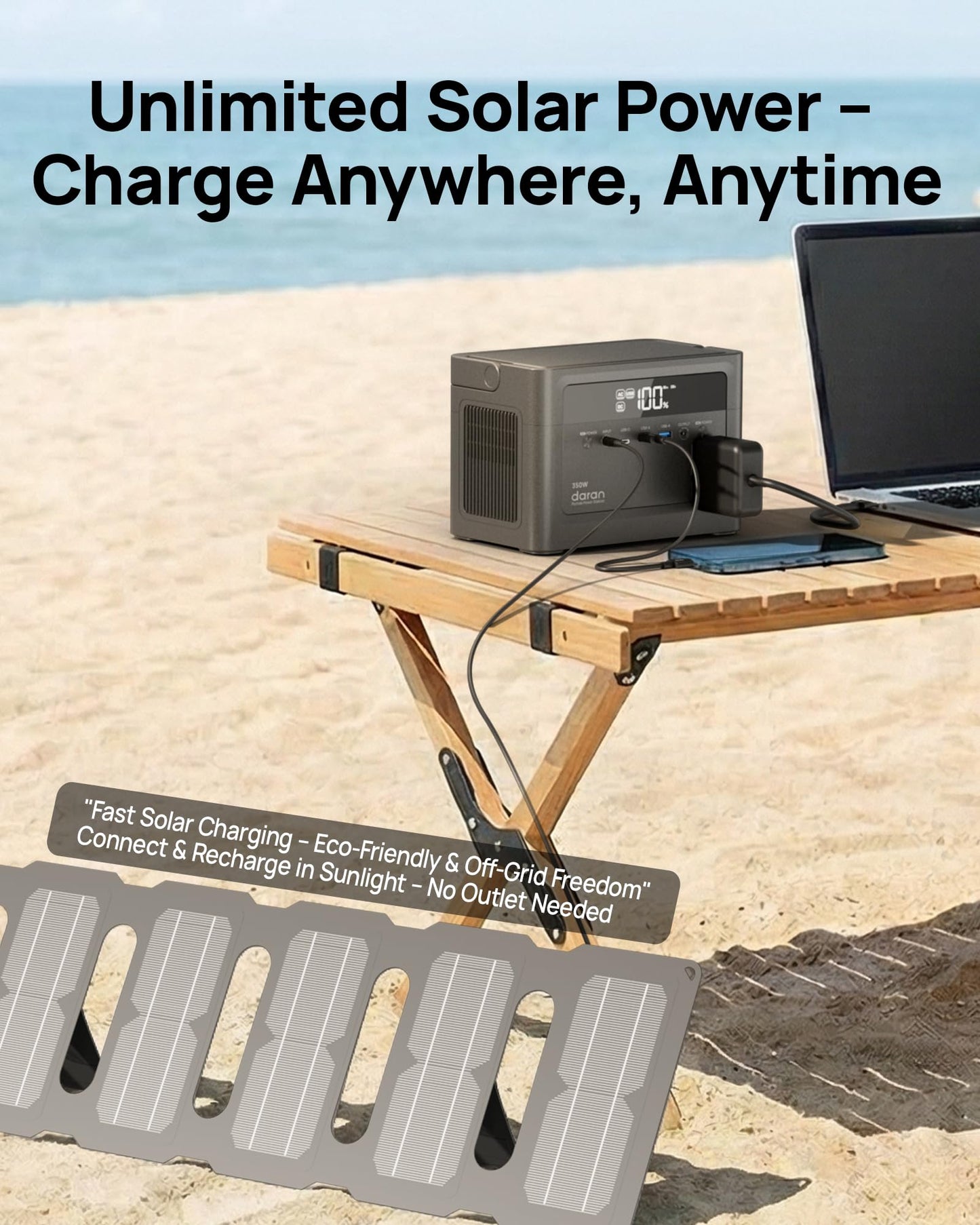 2026 Portable Power Station 700W Surge, 288Wh LiFePO4 Battery Backup, Power Bank with AC Outlet 350W/110V, Solar Generator Fast Charging for Camping Essentials, Hurricane Emergency, Home, Road Trips