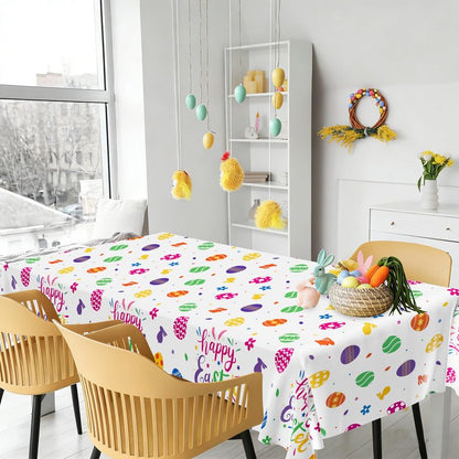 QZYL 12 Pack Easter Tablecloths Rectangular, 54" x 108" Disposable Easter Tablecloth Easter Decorations, Plastic Eggs Bunny Spring Tablecloth, Easter Table Cloth for Picnic Party Decorations Supplies