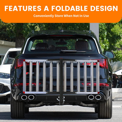 MaxxHaul 50149 500-lb Capacity 50 inch x 22 inch Hitch Mount Premium Folding Aluminum Cargo Carrier Rack Basket with High Side Rails and Reflector Lens for Added Safety