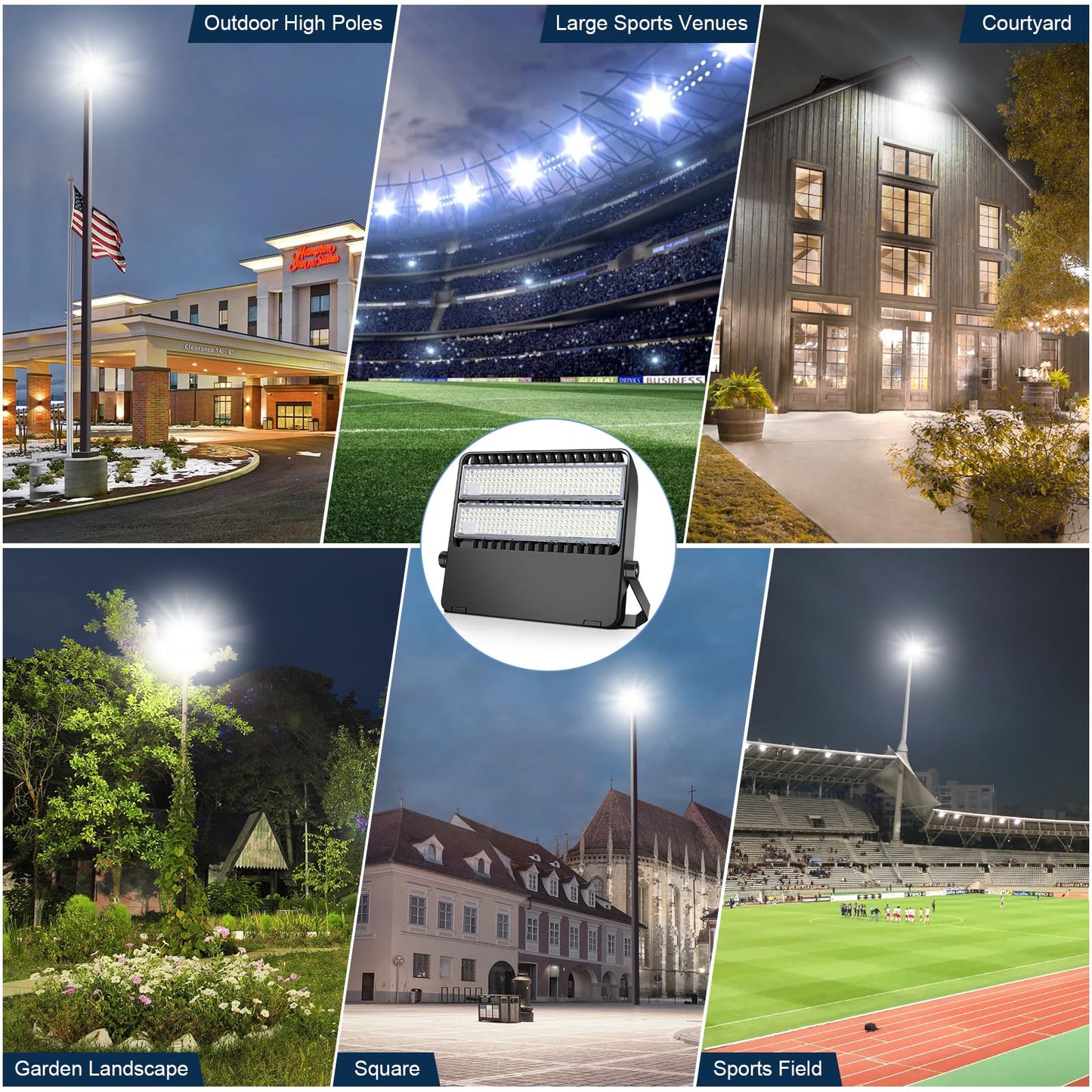 Tomourd LED Flood Light 240W 36000LM, Super Bright Shoe Box Stadium Light for Sports Arena & Parking Lot, 5000K 120° Wide Angle, 110-277V Outdoor High Mast Fixture