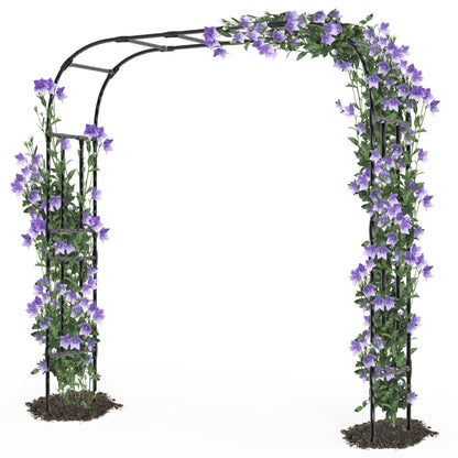 Trellume Thickened Metal Garden Arch-98.4"(L)*94.5"(H),Garden Arch Trellis for Climbing Plants Outdoor, Heavy Duty Rust-Proof Iron Arbor Archway for Backyard, Patio, Lawn and Wedding Decorations