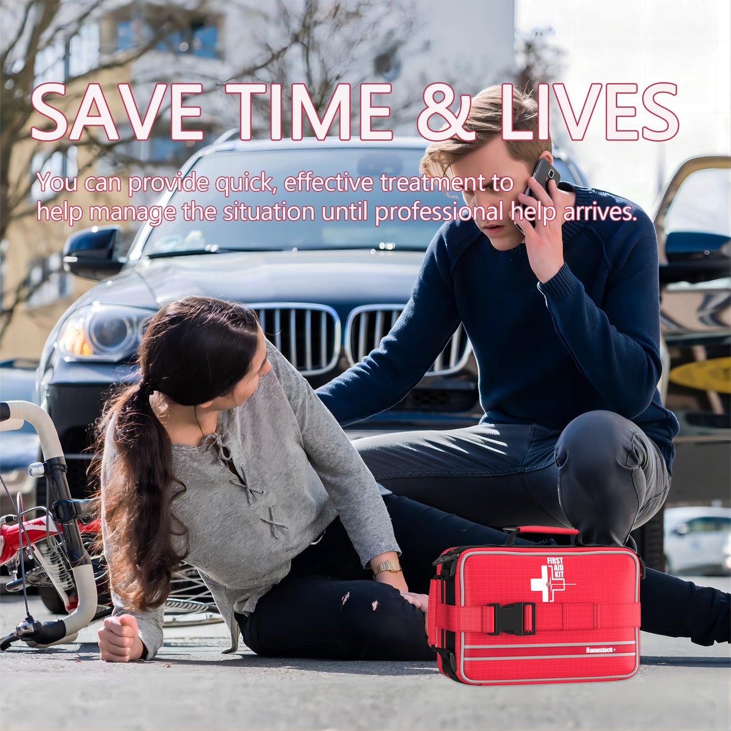 Comprehensive First aid Kits, First Aid Trauma Kit with Labelled Compartments for Cars, Home, Office, Backpacking, Camping, Traveling, and Cycling -324 Pieces