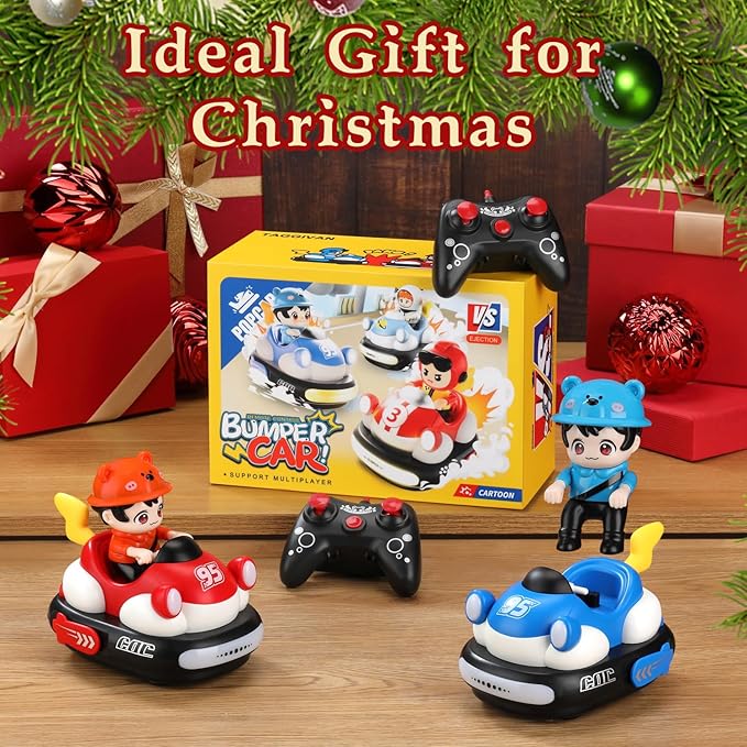 2Pcs RC Bumper Cars Toys with Ejector Rechargeable Remote Control Collision Cars LED Light-Up Battle Racing Game for Kids Ages 3–8 (Parental Guidance) Fun Gift for Boys &amp Girls