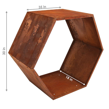 Sunnydaze Outdoor Firewood Rack - Rustic Fire Wood Holder - Sturdy Hexagon Log Holder - Steel Log Rack for Outdoor Firewood Storage