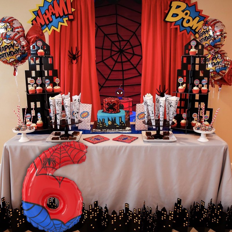 40 Inch Giant Spider Theme Number Foil Balloons Large Number 6 Balloons Kids Party Balloons Birthday Party Decorations Supplies Number 0-9 Available for Kids' Birthday Anniversary Party