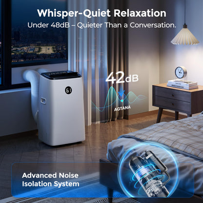 AGTANA 14000 BTU Inverter Portable Air Conditioners, Dual Hose Portable AC for Large Room up to 700 sq. ft, 3-in-1 Self-Evaporating AC Units with Fan & Dehumidifier, Quiet Sleep Mode(42dB), Auto Swing