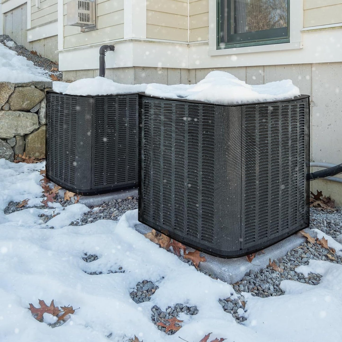 ULTCOVER Air Conditioner Defender Cover - 2 in 1 Full Mesh & Waterproof Fabric | 30W x 30D x 32H Inch, Black
