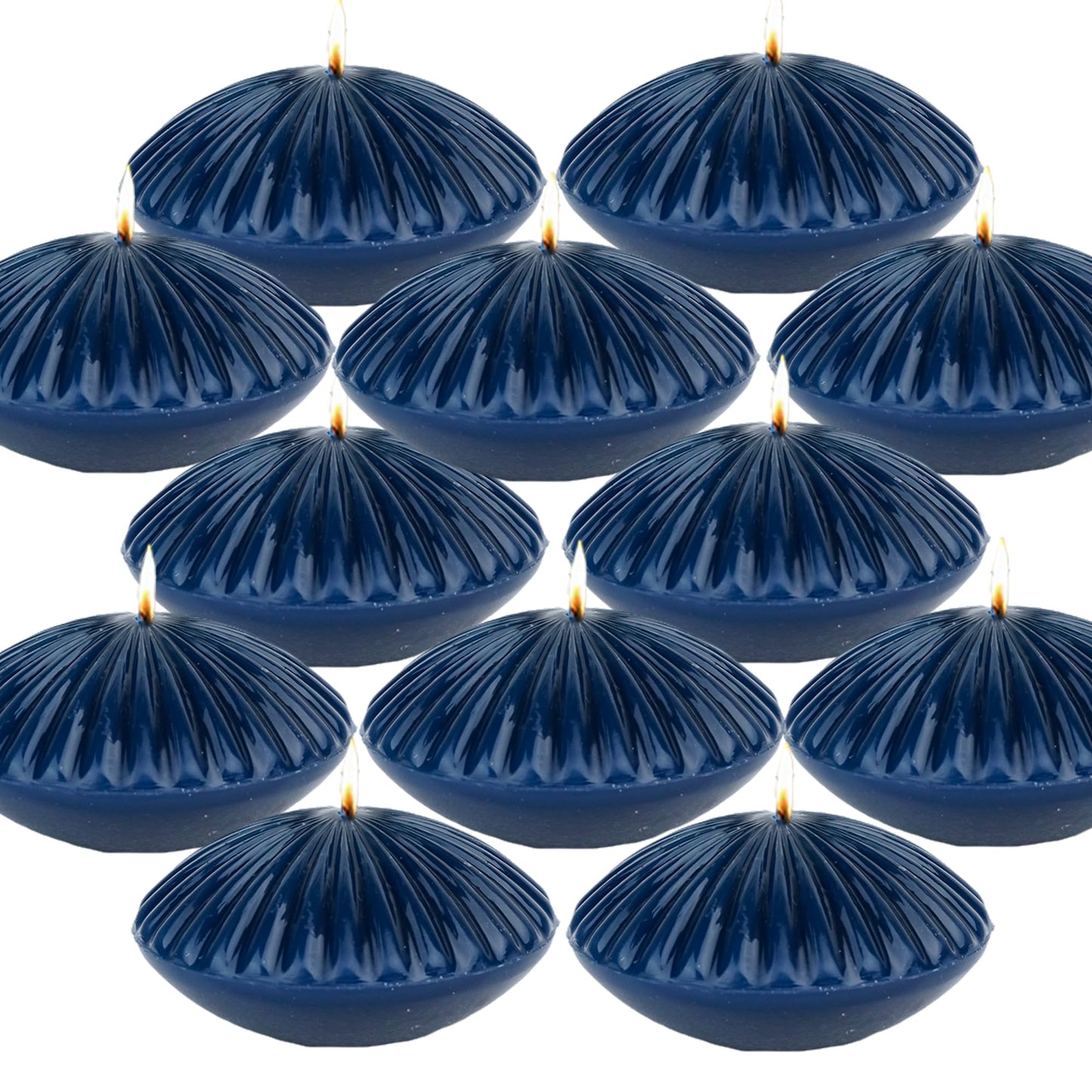 LPUSA 10 Hour Navy Floating Candles Large 3"，Unscented Romantic Tealight Ribbed Candles for Cylinder Vases，Centerpieces at Wedding, Party, Pool, Holidays, Set of 12