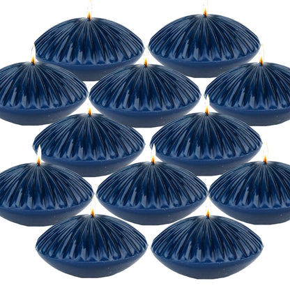 LPUSA 10 Hour Navy Floating Candles Large 3"，Unscented Romantic Tealight Ribbed Candles for Cylinder Vases，Centerpieces at Wedding, Party, Pool, Holidays, Set of 12