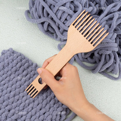 AUEAR, Wooden Weaving Loom Comb, Double-Ended Handcraft Tapestry Rug DIY Braided Tools for Handcrafts Woven Making Crafts