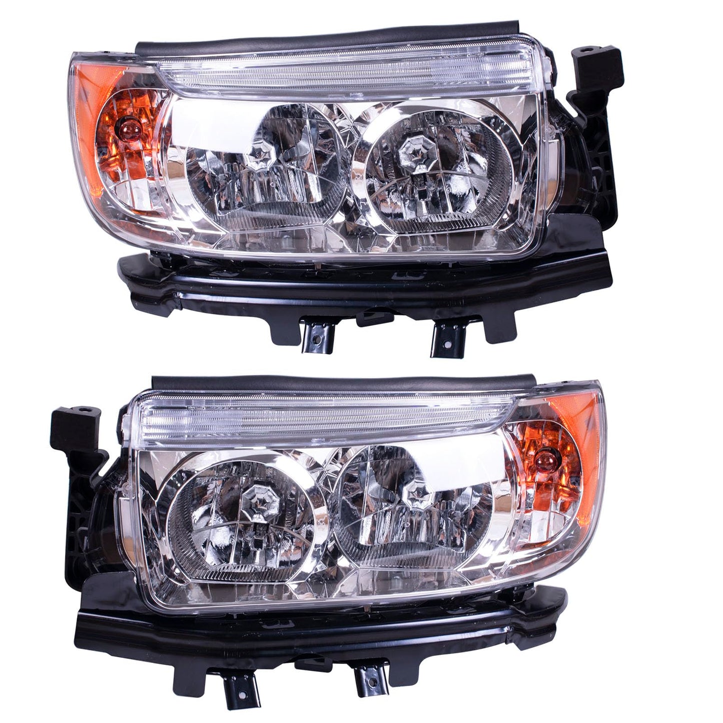 BestParts Headlight Assembly Chrome Housing Halogen Pair Headlight Lamp Compatible with Subaru Forester SG,SG9 2006-2008 Left Driver Right Passenger Side Replace 84001SA461,84001SA471 W/bulbs