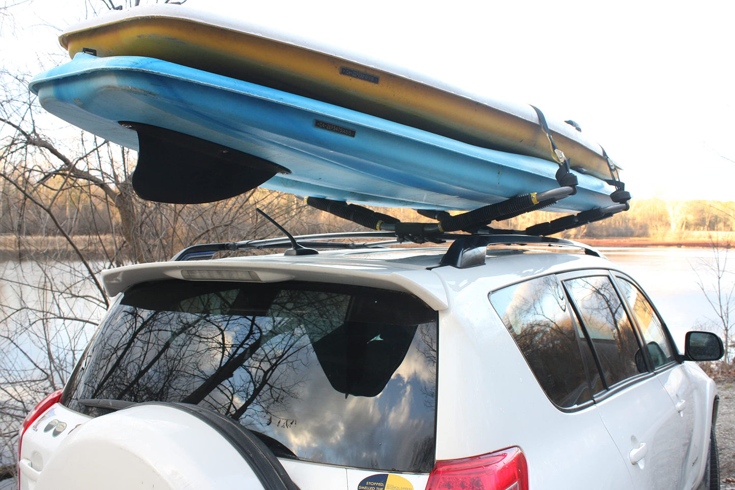 Suspenz Kayak Roof Rack with Tie Down Straps, EZ Roller V-Rack Car Top Carrier Mount for Kayak Canoe SUP (44-0166)