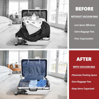 Skiennix Vacuum Bags - Travel Compression Packing Bags with Rechargeable Pump | 12 Combo Set (4L/4M/4S) for Clothes Storage