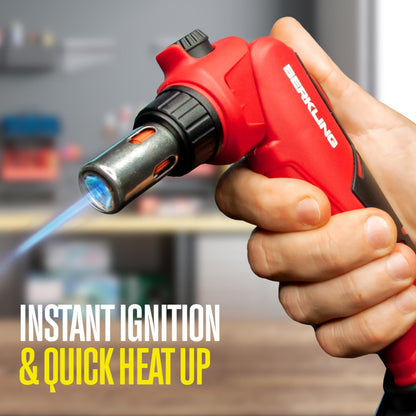 Berkling BSG-2000 Cordless Butane Soldering Torch Kit, 5-Way Adjustable Head, Multi-Functional Soldering | Heat Gun | Blow Torch, 90 Mins Runtime, 12 Attachments & A Sturdy Carrying Case (RED)