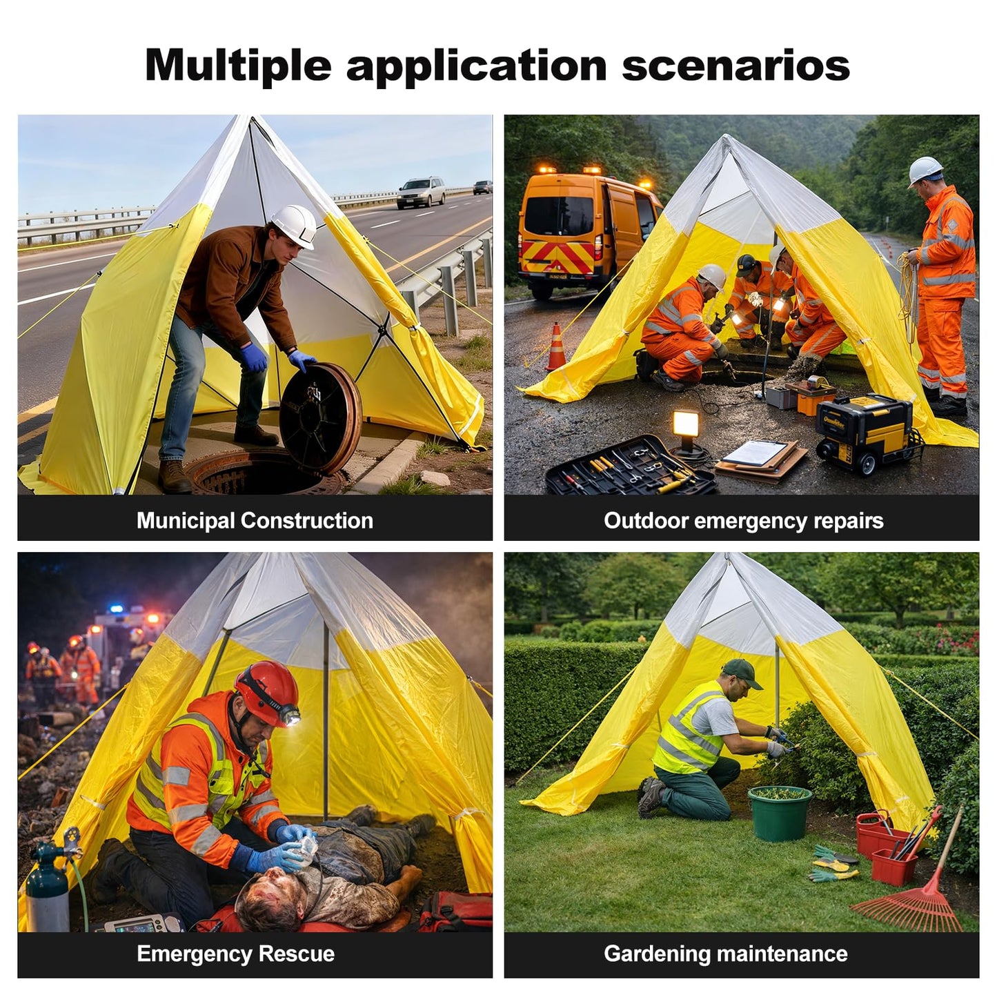 XIXIKANK Instant Pop-Up Emergency Shelter, 30-Second Setup All-Weather Work Tent for Disaster Relief, First Aid, Outdoor Survival & Worksites, Waterproof & Windproof 6.6ft x 6ft x 6.2ft
