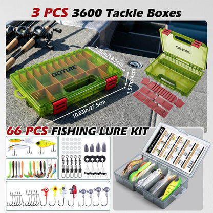 Goture Fishing Rod and Reel Combos with Tackle Backpack, 6FT-9FT Telescopic Fishing Pole with Spinning Reel,3 3600 Tackle Trays,Lures,Pliers,Travel Full Starter Kit for Freshwater Saltwater,Beginners