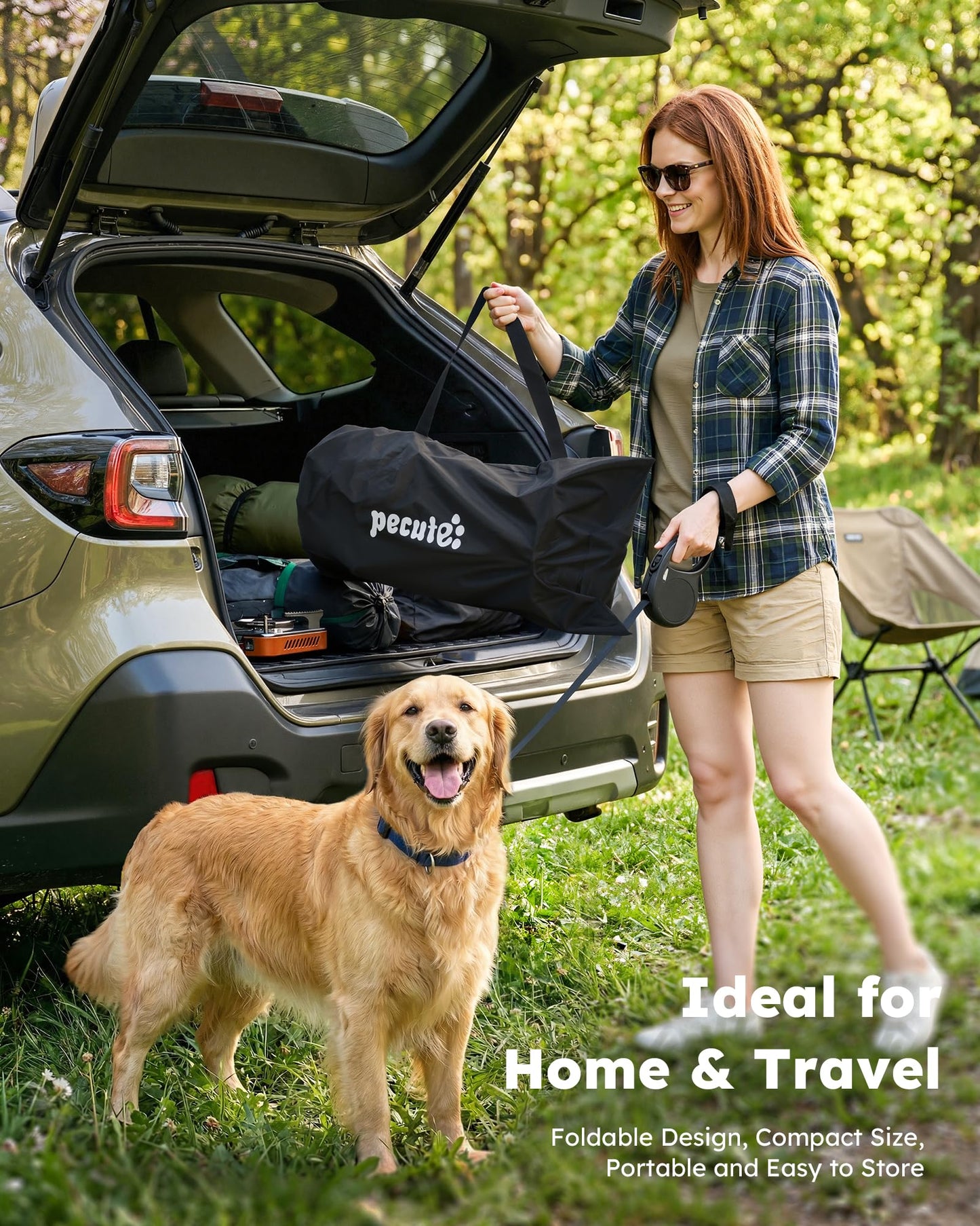 Pecute Elevated Dog Bed with Cooling Blanket, Chew Proof Outdoor Pet Cot for Large Dogs, Tool-Free Assembly & 360° Breathable Mesh for Summer Camping, Orthopedic Joint Support, XL, 38.2×35.4×7.9"