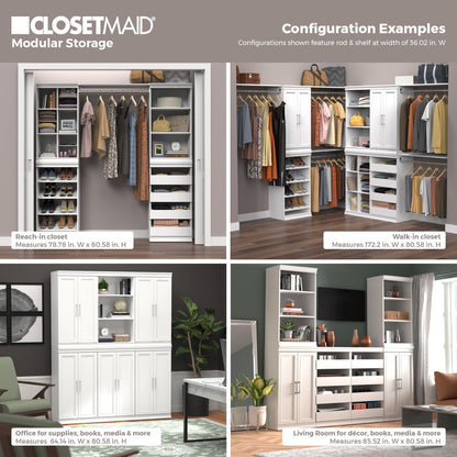 ClosetMaid Modular Storage Pair Set, 2 Glass Pane Doors, Wood Closet Organizer Shaker Style, Add On Accessory for Shelf Units, White, 34.88" H x 21.02" W x 1.81" D