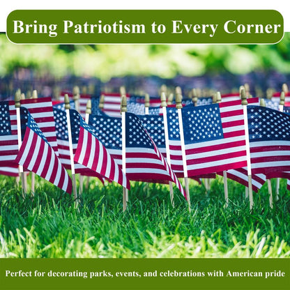 Pack of 100 Mini American Flags - 4x6 Inch Small American Flags on Sticks - Preassembled Handheld USA Flags for Memorial Day, 4th of July Decorations & Patriotic Events