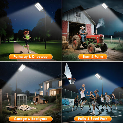 ZIZIWIN 14000W Solar Street Lights Outdoor Waterproof, 2 Pack Large Solar Powered LED Flood Light Outside, Heavy Duty Parking Lot Light Dusk to Dawn, Motion Sensor, Pole or Wall Mount, Remote Control