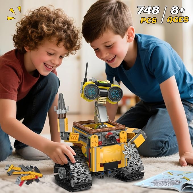 Robot Building Sets for Kids - 5 in 1 Wall Robotic Kit 748 PCS Robot with Interchangeable Arms Bulldozer Plane Building Block Toy Model for Boys Girls 8-12 Easter Home Decor