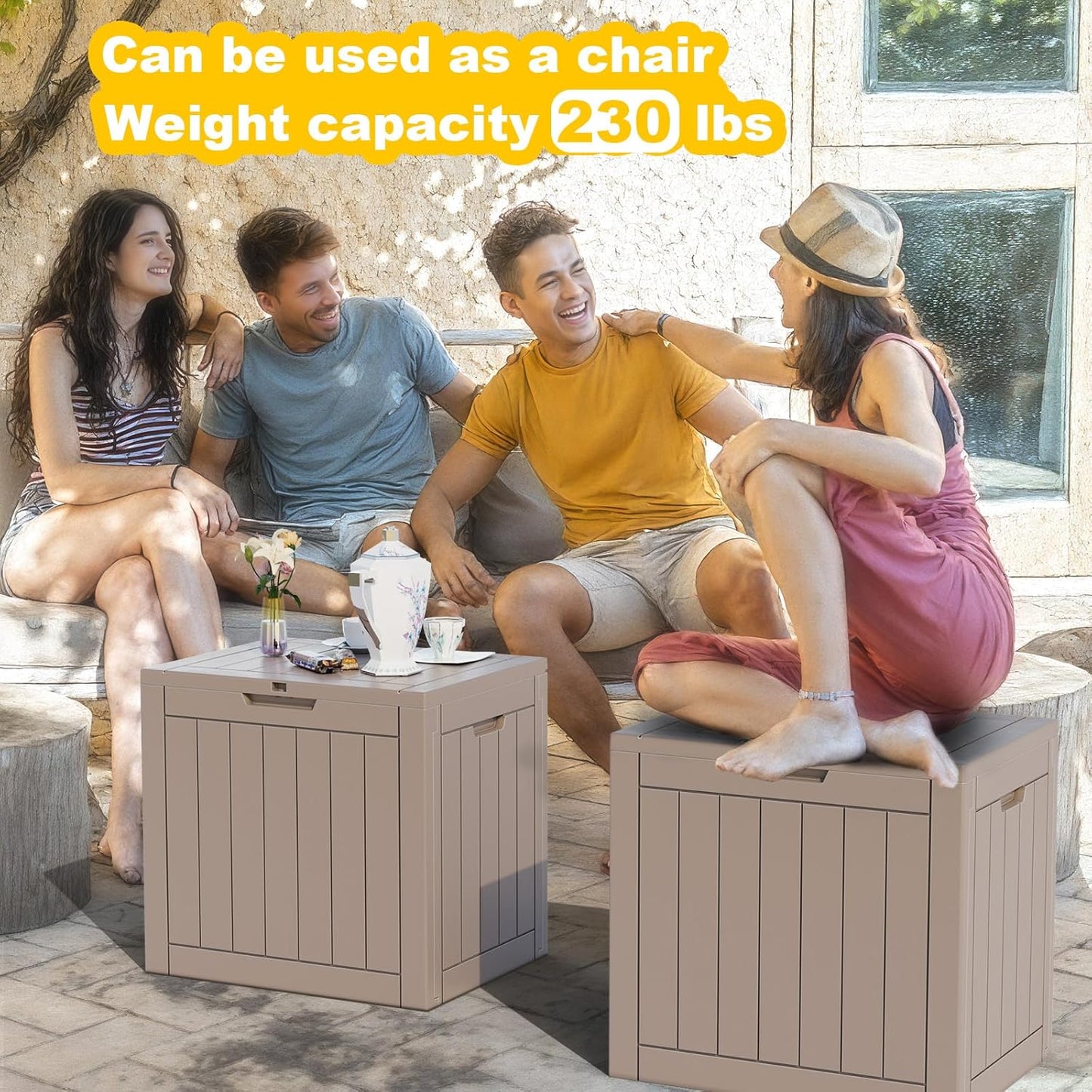 Regine Switzerland 36 Gallon Outdoor Deck Box - Lockable Waterproof Storage for Garden Tools & Cushions | Grey